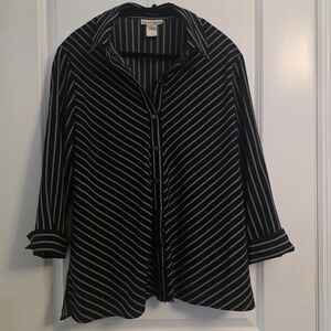 Christopher & Banks Diagonal Striped Button Down Shirt